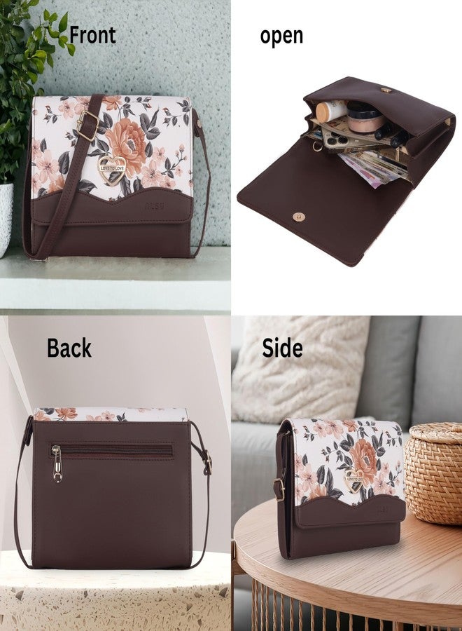 ALSU Women's Sling Bag Brown Trendy crossbody bag | ladies purse handbag | deattachable straps |card slots (gdu-29br) (Brown) - Image 5